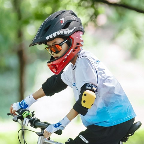 Kask rowerowy dziecięcy z odpinaną szczęką rozmiar S 48-52cm - czarny rekin