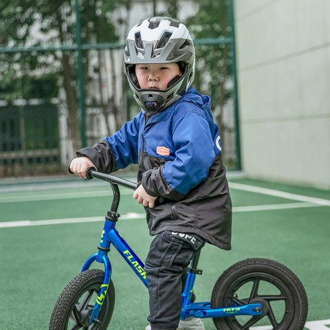 Kask rowerowy dziecięcy z odpinaną szczęką rozmiar S 48-54cm - szary