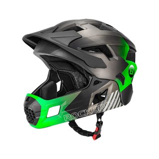 Kask rowerowy dziecięcy z odpinaną szczęką rozmiar S 48-54cm - zielony