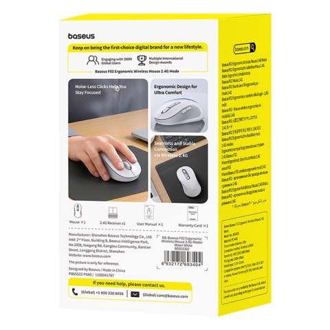 Mysz bezprzewodowa ergonomiczna USB 2.4GHz F02 - biała