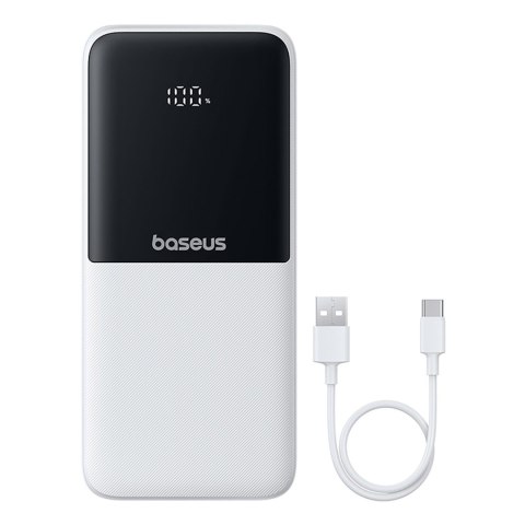 Powerbank 10000mAh 22.5W Lipow z wbudowanymi kablami USB-C iPhone Lightning - biały