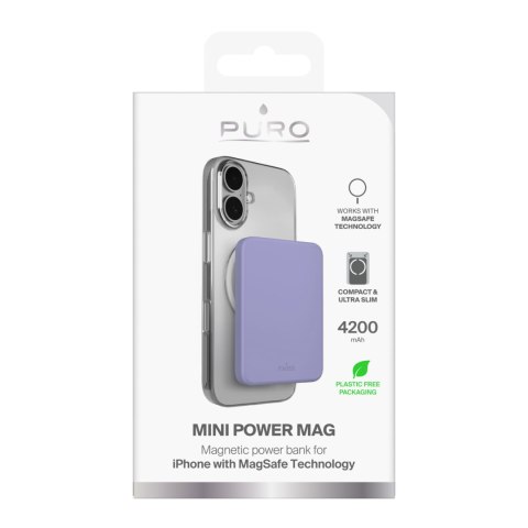 Powerbank magnetyczny ultracienki 4200mAh USB-C MagSafe - fioletowy