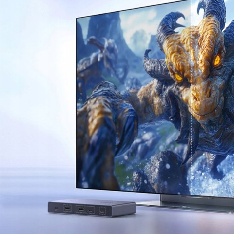 Przełącznik 2 komputery 1 monitor KVM USB-C HDMI 4K 60Hz - szary