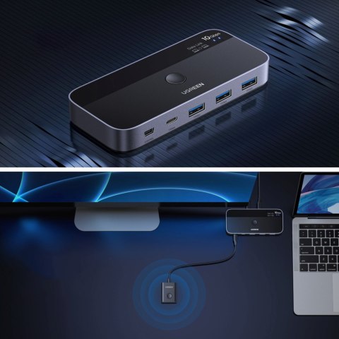Przełącznik switch USB-C USB-A 10Gb/s - szary