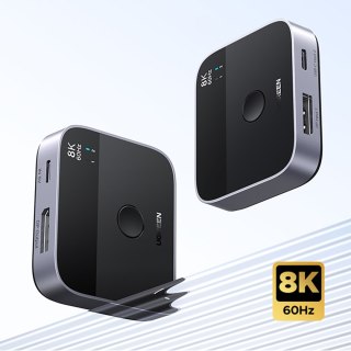 Switch przełącznik DisplayPort USB-C do USB-C - szary