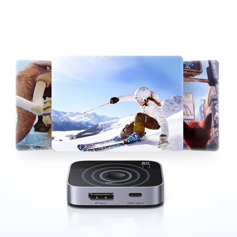 Switch przełącznik DisplayPort USB-C do USB-C - szary