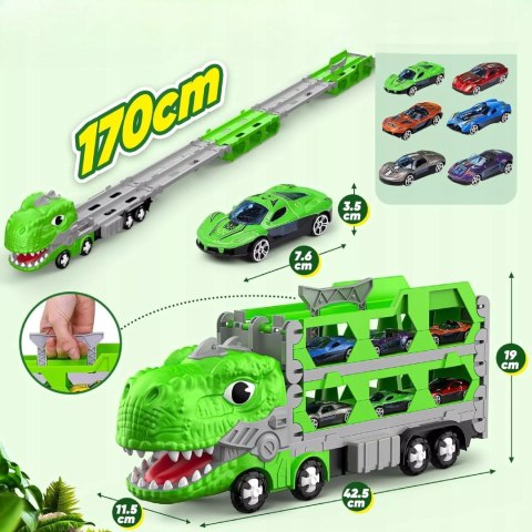 Ciężarówka Dinozaur Tor Wyścigowy 2 Auta resoraki dla Dzieci