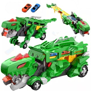 Ciężarówka dinozaur T-rex wyrzutnia zjeżdżalnia + 2 resoraki połykacz autka