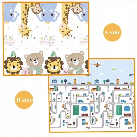 Dwustronna Mata piankowa edukacyjna składana dla dzieci duża 180x200 cm