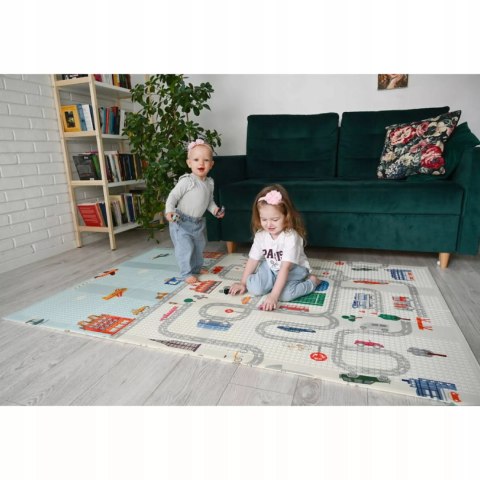 Dwustronna Mata piankowa edukacyjna składana dla dzieci duża 180x200 cm