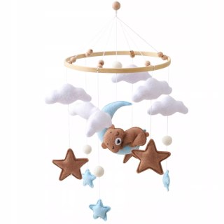 Karuzelka do Łóżeczka Dziecięcego Boho Naturalne Drewno + pałąk Bear & Moon