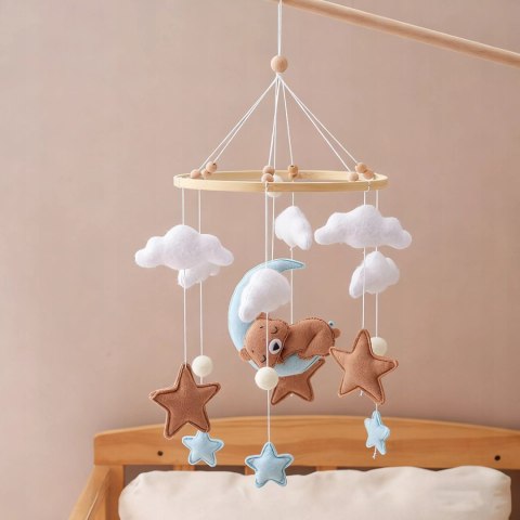 Karuzelka do Łóżeczka Dziecięcego Boho Naturalne Drewno + pałąk Bear & Moon
