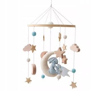 Karuzelka do Łóżeczka Dziecięcego Boho Naturalne Drewno + pałąk Rabbit Moon