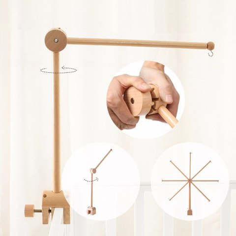 Karuzelka do Łóżeczka Dziecięcego Boho Naturalne Drewno z pałąkiem Bear