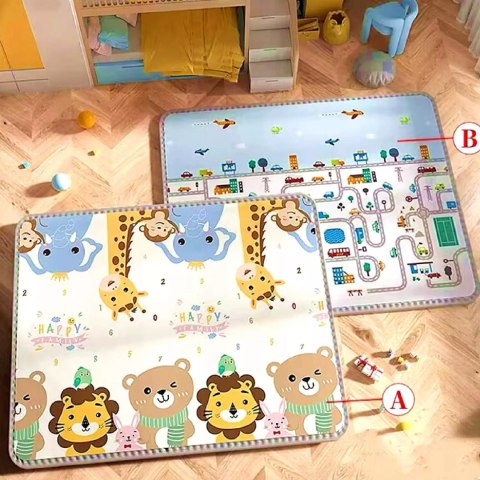 Mata dwustronna piankowa edukacyjna składana dla dzieci duża 150x180 cm