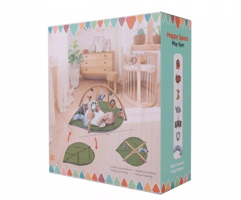 Mata edukacyjna sensoryczna interaktywna Liść z pałąkami i zabawkami 0+