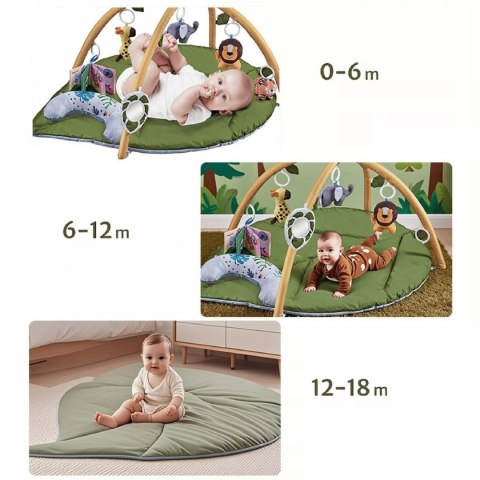 Mata edukacyjna sensoryczna interaktywna Liść z pałąkami i zabawkami 0+