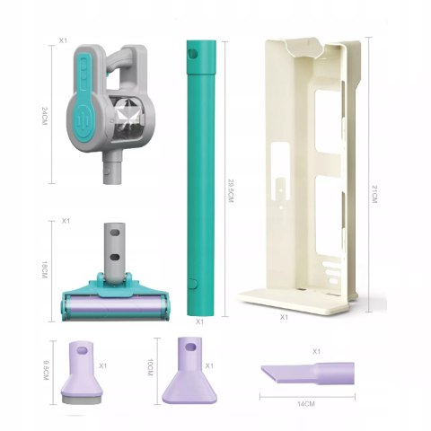 Odkurzacz dla Dzieci Pionowy + Stacja Zestaw do Sprzątania 3 Ssawki Dźwięki