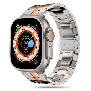 Bransoleta stalowa na Apple Watch 4 / 5 / 6 / 7 / 8 / 9 / SE / Ultra 1 / 2 - tytanowo-pomarańczowa