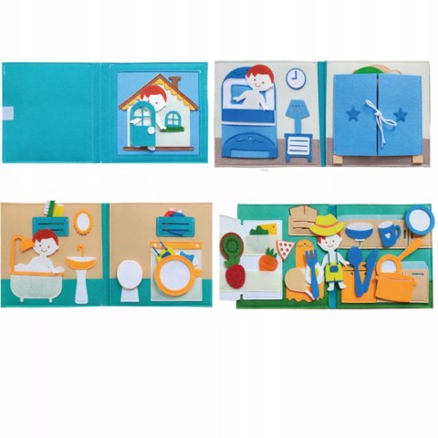 Cicha Książeczka dla dzieci Tablica Manipulacyjna Montessori Filcowa dom