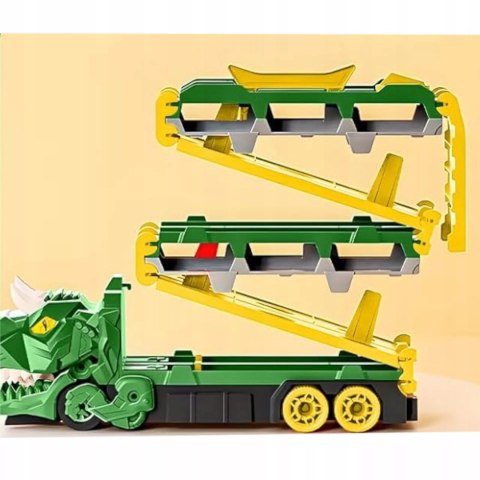 Ciężarówka Dinozaur Tor Wyścigowy zjeżdżalnia 6 Aut resoraki dla Dzieci