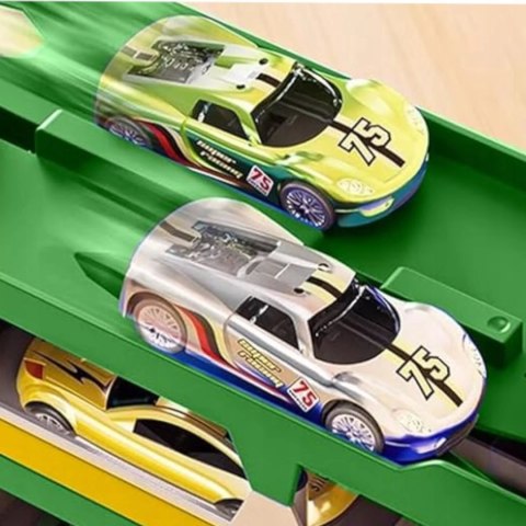 Ciężarówka Dinozaur Tor Wyścigowy zjeżdżalnia 6 Aut resoraki dla Dzieci