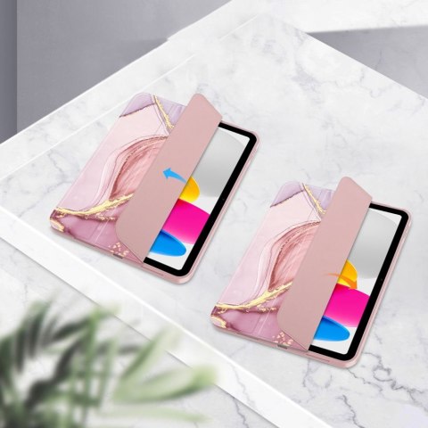 Etui z podstawką na iPad 10.9'' 2022 SC Pen - różowy marmur