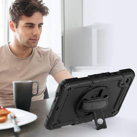 Etui z podstawką uchwytem smyczą na Samsung Galaxy Tab A9 8.7 X110 / X115 Solid360 - czarne