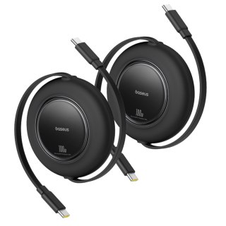 Kabel przewód zwijany USB-C 100W 2m czarny - 2 szt.