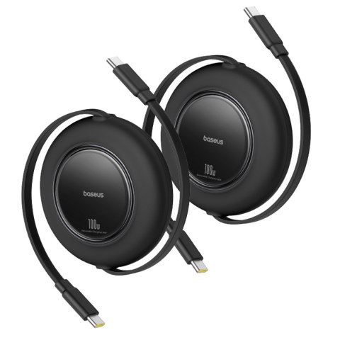Kabel przewód zwijany USB-C 100W 2m czarny - 2 szt.
