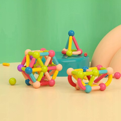 Klocki Magnetyczne Konstrukcyjne dla dzieci zestaw edukacyjny 64 el.