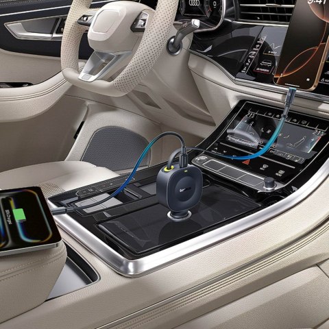 Ładowarka samochodowa USB-C ze zwijanym kablem USB-C 30W - czarna