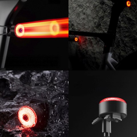 Lampka tylna wodoodporna inteligentna światło tylna - czarna