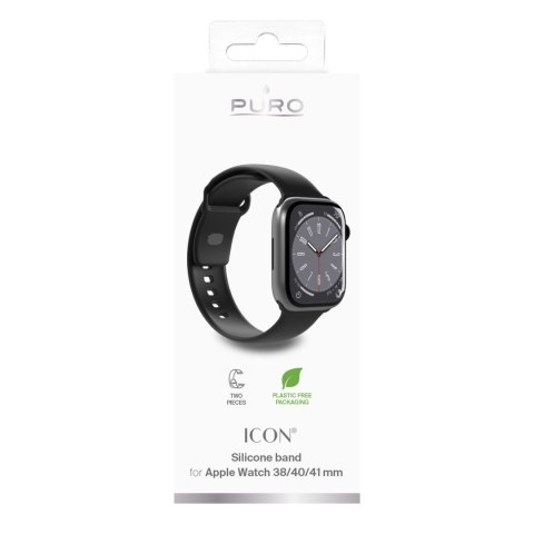 Pasek silikonowy do zegarka Apple Watch 38 40 41 mm Icon czarny - 2 szt.