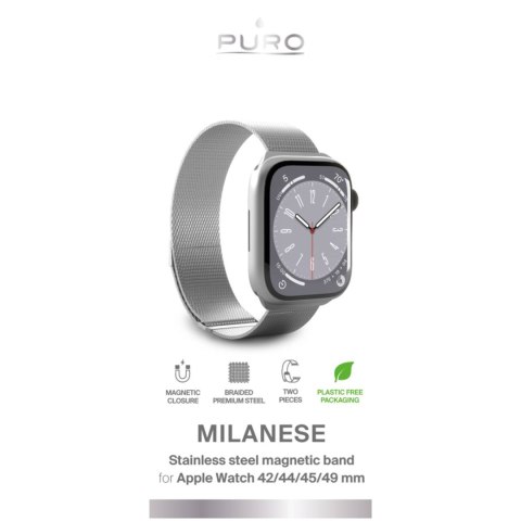 Pasek ze stali nierdzewnej do zegarka Apple Watch 42 44 45 49 mm Milanese - srebrny