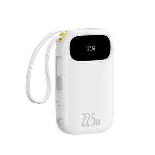 Powerbank 20000mAh z wyświetlaczem wbudowanymi kablami EnerFill FC31 22.5W - biały