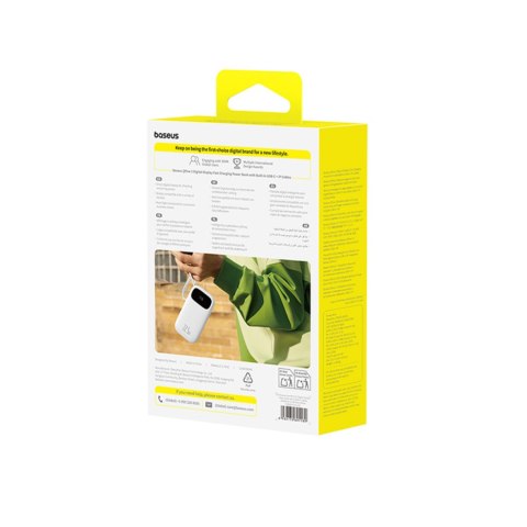 Powerbank 20000mAh z wyświetlaczem wbudowanymi kablami EnerFill FC31 22.5W - biały