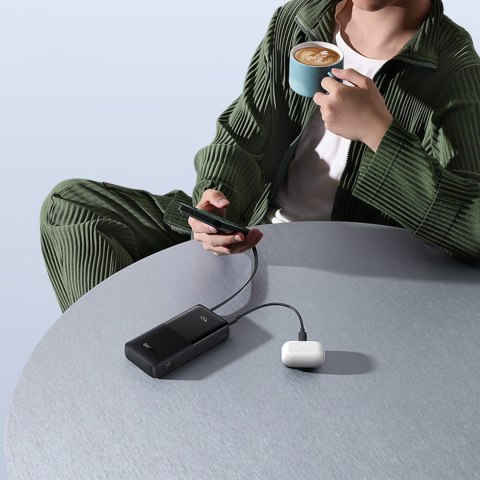 Powerbank Bipow 2 20000mah 20W z wyświetlaczem wbudowanym kablem USB-C - czarny