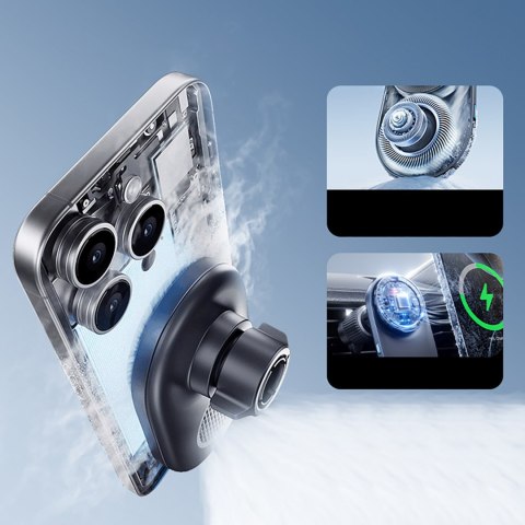 Uchwyt samochodowy magnetyczny z ładowarką wentylatorem na kratkę Qi2.2 - czarny