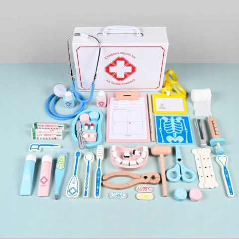 Zestaw Lekarski Mały Doktor XXL Apteczka Dentysta 3+ drewniane elementy