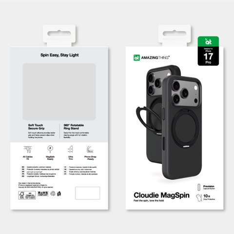 Etui pokrowiec na iPhone 17 Pro z podstawką Cloudie - czarne