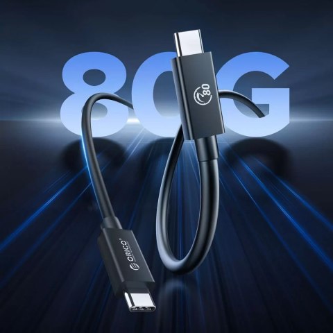 Kabel przewód USB-C USB4 Thunderbolt5 80Gbps 240W 1m - czarny