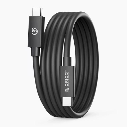 Kabel przewód USB-C USB4 Thunderbolt5 80Gbps 240W 2m - czarny