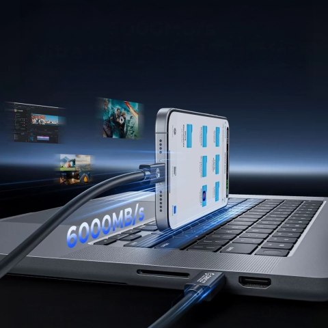 Kabel przewód USB-C USB4 Thunderbolt5 80Gbps 240W 2m - czarny