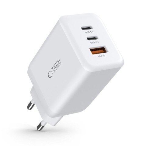Ładowarka sieciowa USB-C USB-A C65W PD 65W QC - biała