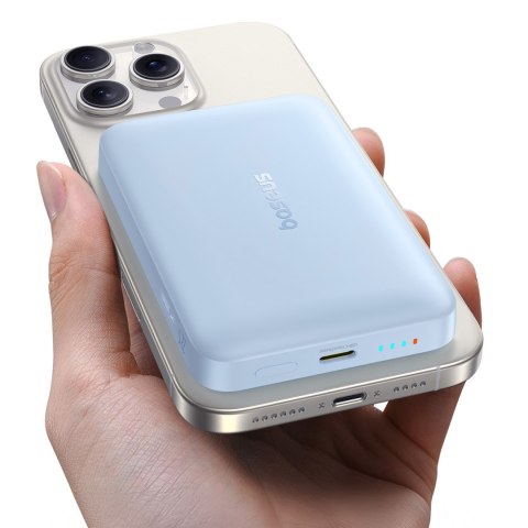 Powerbank indukcyjny 10000mAh 22.5W MagSafe z kablem USB-C 20V/3A 0.3m - niebieski