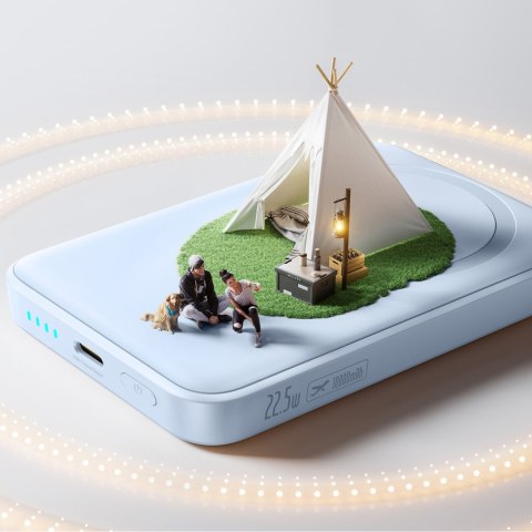 Powerbank indukcyjny 10000mAh 22.5W MagSafe z kablem USB-C 20V/3A 0.3m - niebieski