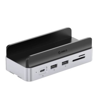 Stacja dokująca 10w1 do Mac mini M.2 USB-C USB-A HDMI RJ45 SD/TF - srebrna