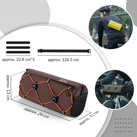 Torba rowerowa na kierownicę z paskiem 2.2L - brązowa