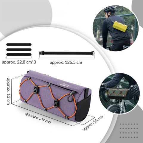 Torba rowerowa na kierownicę z paskiem 2.2L - fioletowa